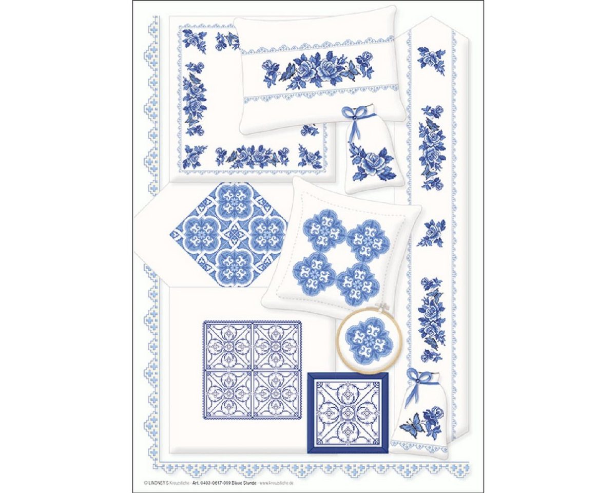 Lindner´s Kreuzstiche Kreativset Lindner´s Kreuzstiche Zählmuster Vorlage "Blaue Stunde", 089, (embroidery kit by Marussia) Bild 4
