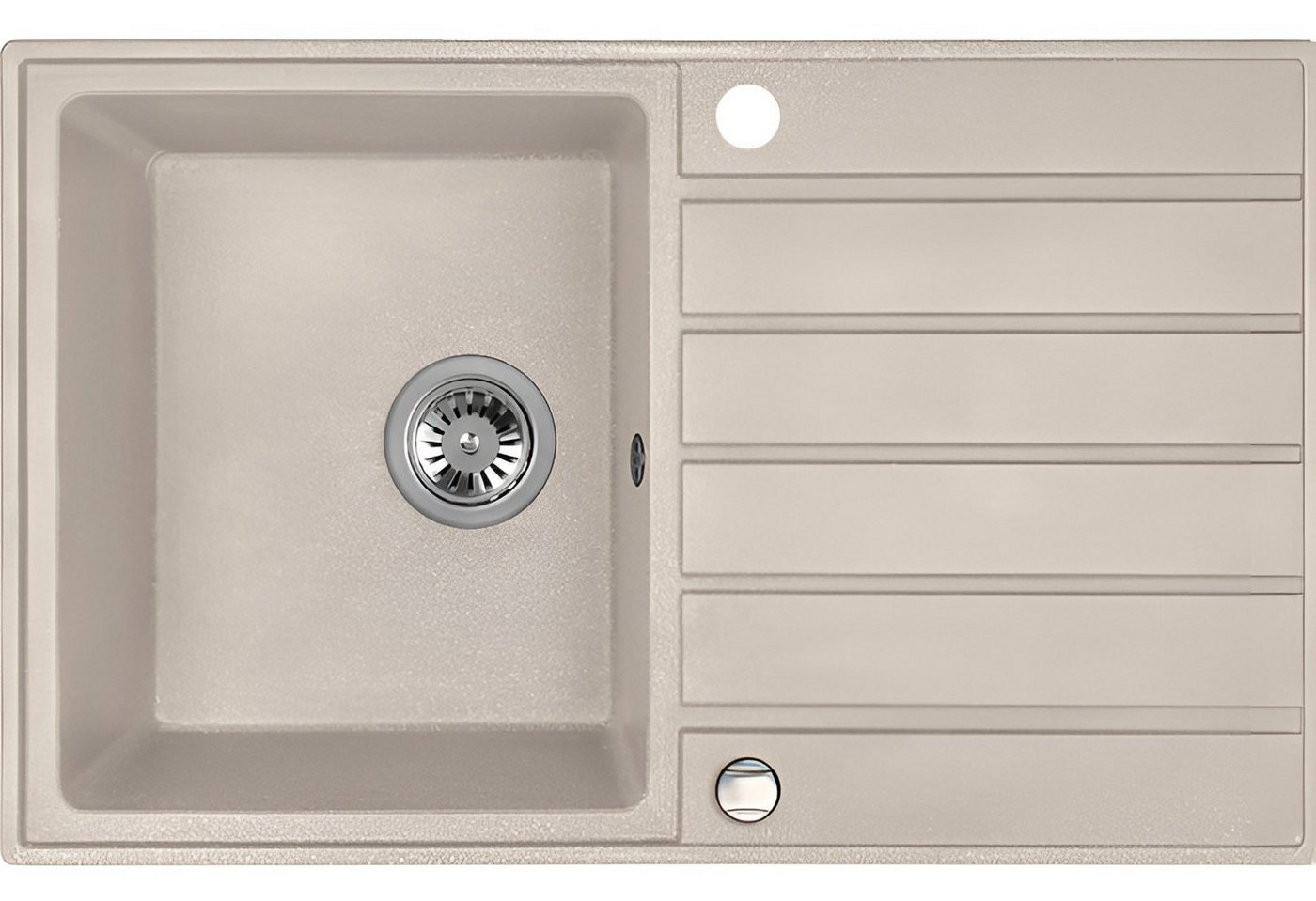 KOLMAN Küchenspüle Einzelbecken Margarita Granitspüle, Rechteckig, 49/79 cm, Beige, Space Saving Siphon GRATIS Bild 4