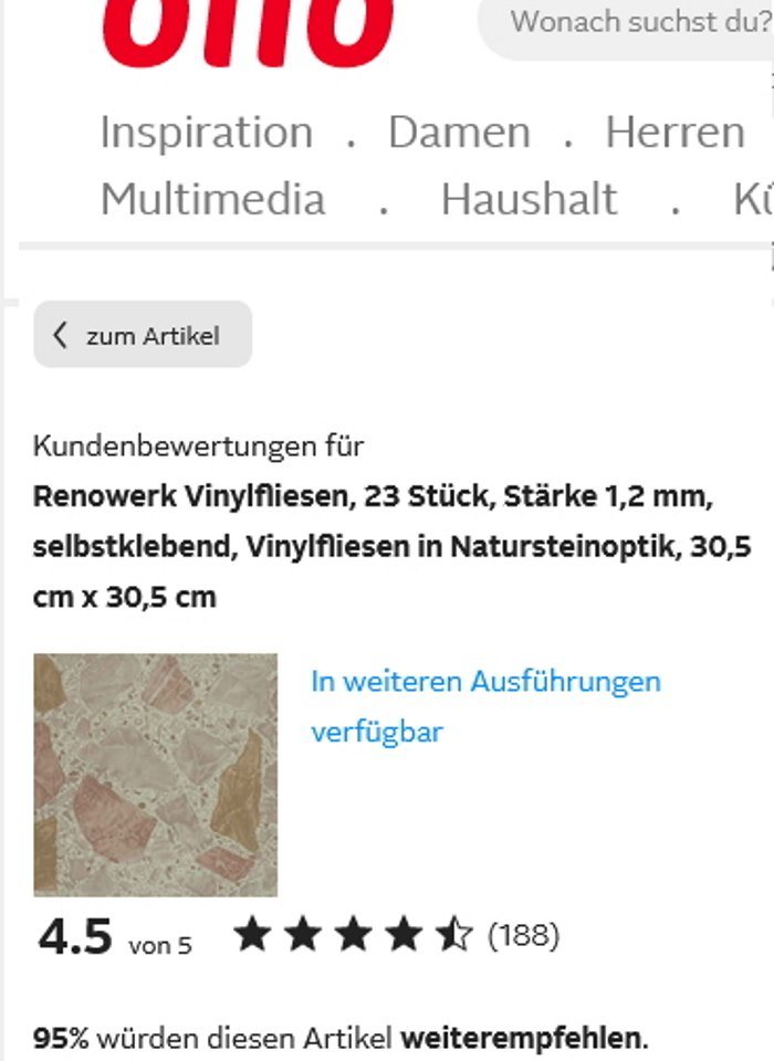 XXVinyl Vinylfliesen Design Fliese Vinylboden selbstklebend 2,14 m², naturnahe Optik, selbstklebend im Fliesenformat 30,5 cm x 30,5 cm Bild 4