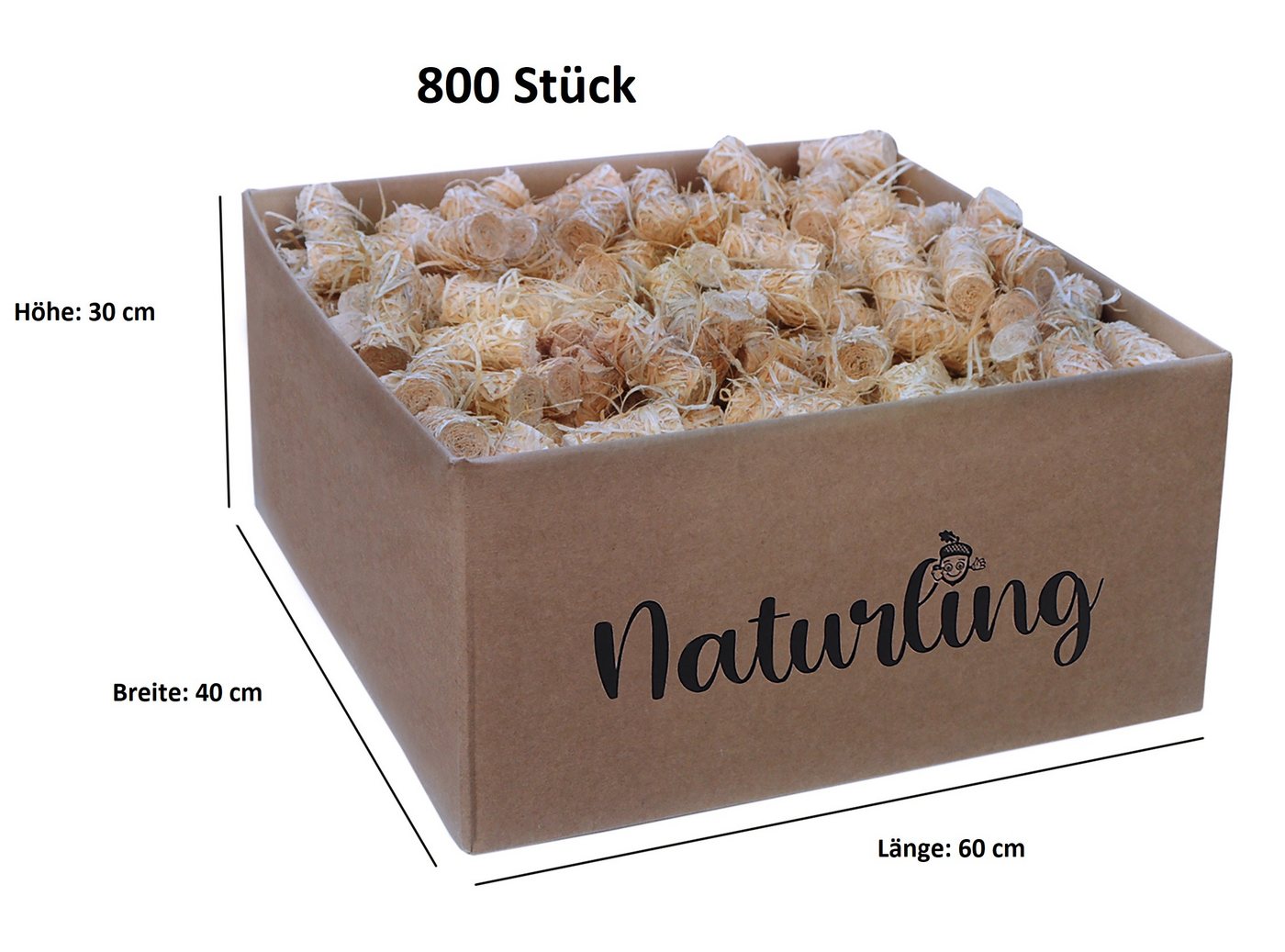 naturling Grillanzünder Holzwolle Anzünder gewachst, 10 kg, (800-St), natürliche Bio Anzündwolle für Kamin und Grill Bild 4