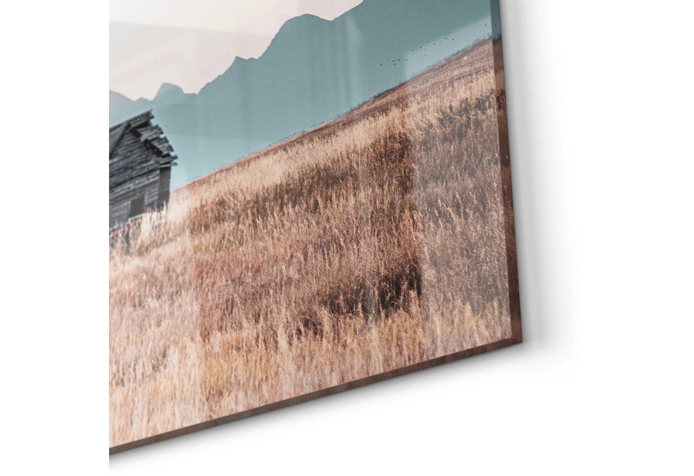 DEQORI Küchenrückwand 'Stille Feldhütte', Glas Spritzschutz Badrückwand Herdblende Bild 3