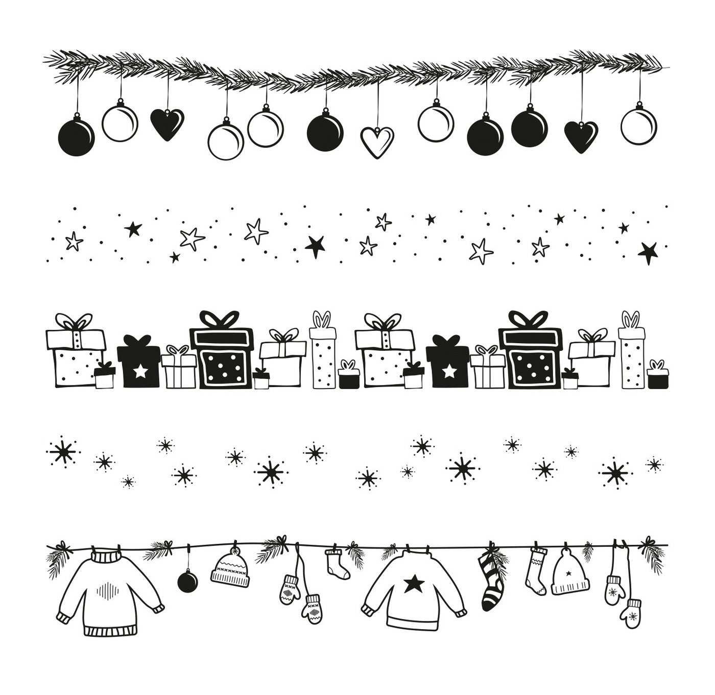 Rayher Stempel Weihnachtsbordüren, Motivgröße 1.0-9.7 cm