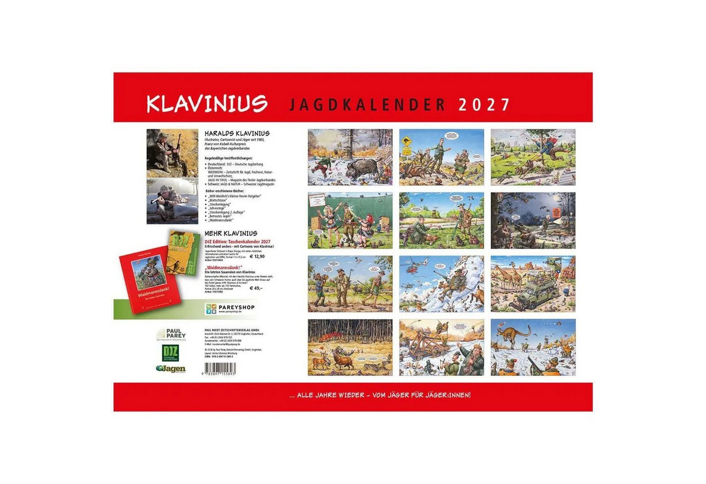 Wandkalender DJZ Edition: Haralds Klavinius Jagdkalender 2027