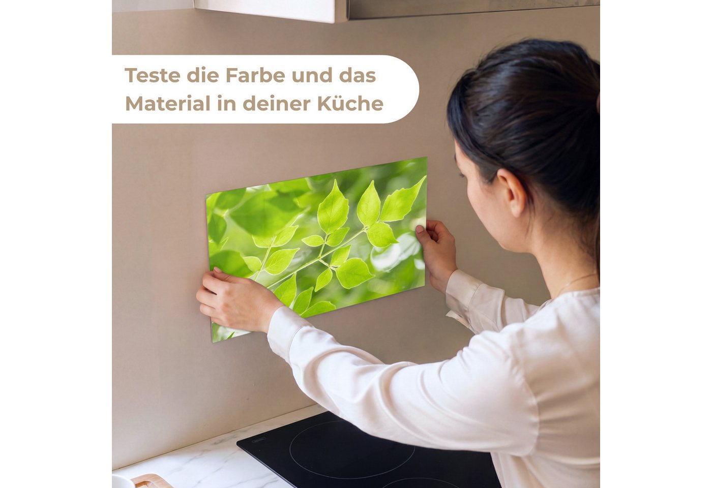 KitchenYeah Küchenrückwand Muster selbstklebend (keine Folie) Natur - Frühling - Grün - Blätter, (1-tlg), Spritzschutz, Küche, Rückwand, Küchenwand, Küchenfront, 30x20 cm Bild 4