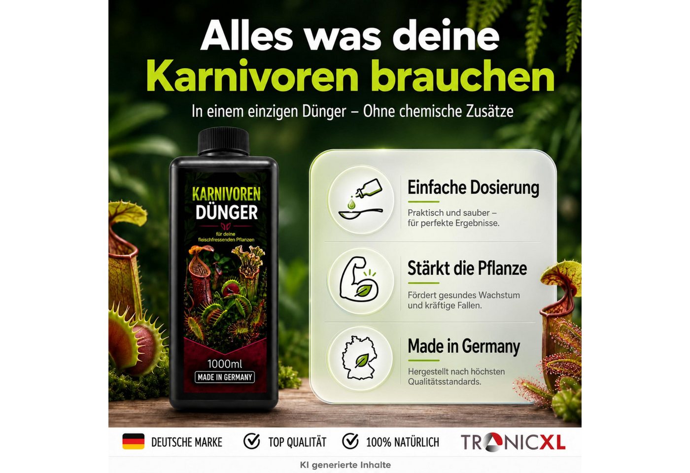 TronicXL Pflanzenstärkungsmittel Karnivoren Dünger 1L fleischfressende Pflanzen wie Venusfliegenfalle Bild 2