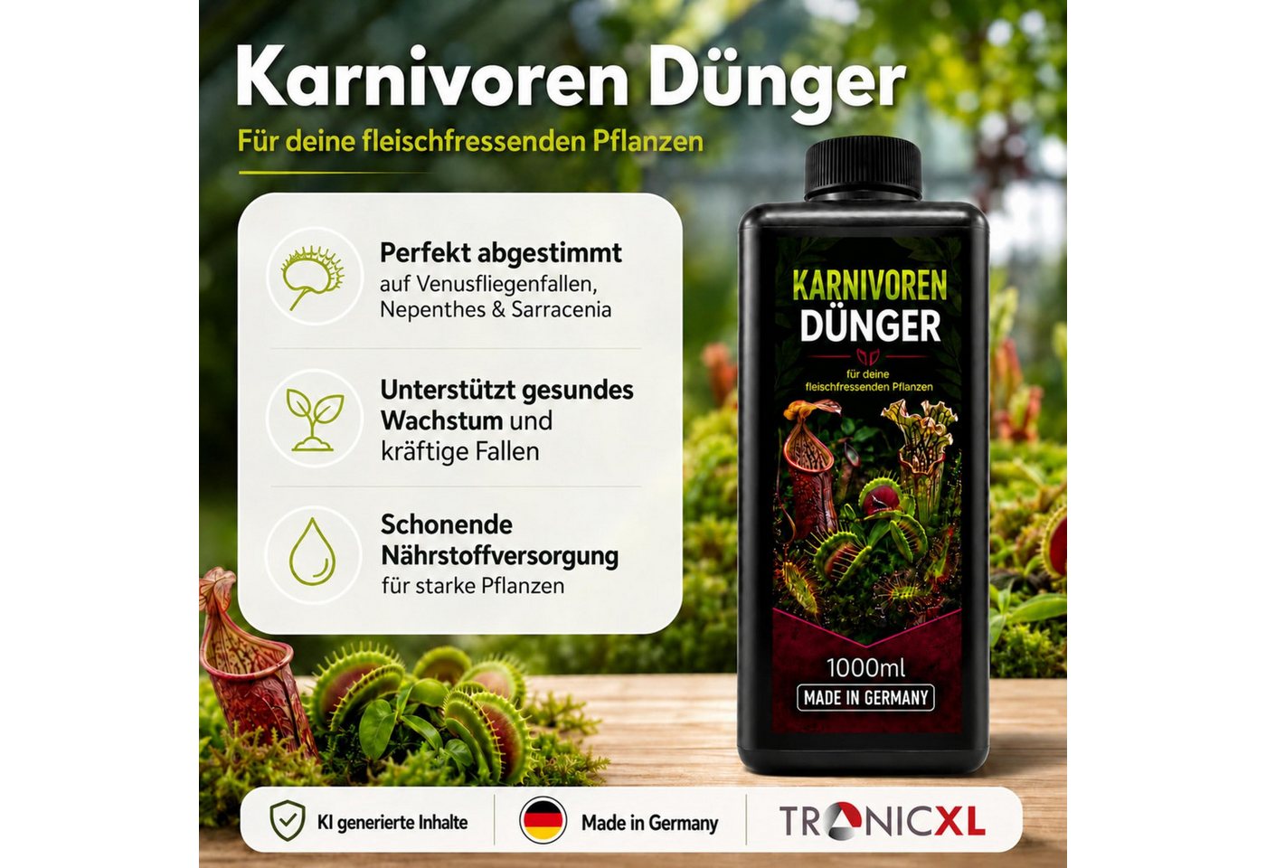 TronicXL Pflanzenstärkungsmittel Karnivoren Dünger 1L fleischfressende Pflanzen wie Venusfliegenfalle Bild 4