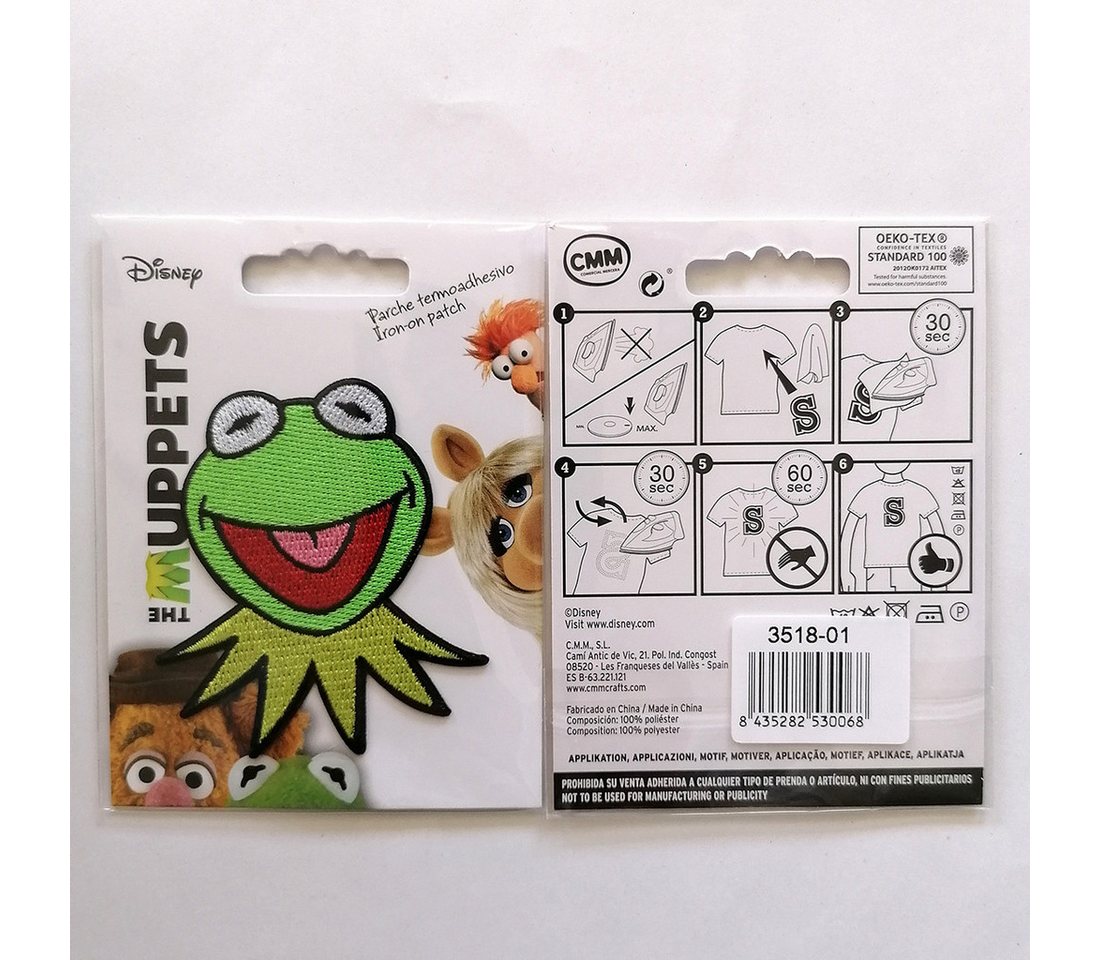 Disney Aufnäher Bügelbild, Aufbügler, Applikationen, Patches, Flicken, zum aufbügeln, Polyester, The Muppets Kermit der Frosch - Größe: 6,4 x 6 cm Bild 3