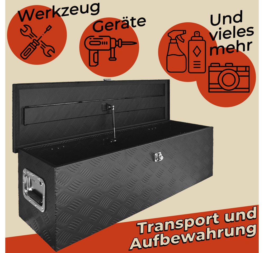 Trucky Anhänger-Deichselbox Deichselbox Werkzeugkasten Truckbox Alu Box Transportbox D100 Schwarz Bild 3