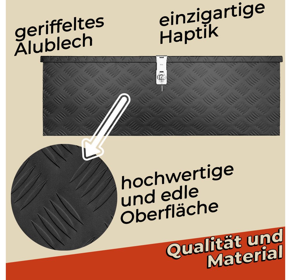 Trucky Anhänger-Deichselbox Deichselbox Werkzeugkasten Truckbox Alu Box Transportbox D100 Schwarz Bild 5