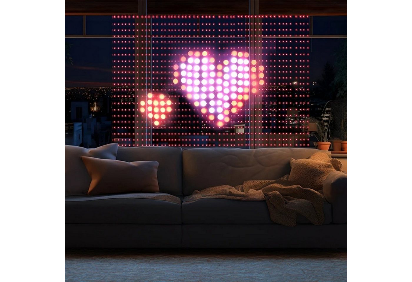PRIISF LED-Lichtervorhang LED Vorhang RGB Smart Lichterkette Gardine Lichtervorhang Fadenvorhang, LED Vorhangschnur DIY Lichtmuster für Weihnachten Halloween Party Deko Bild 5