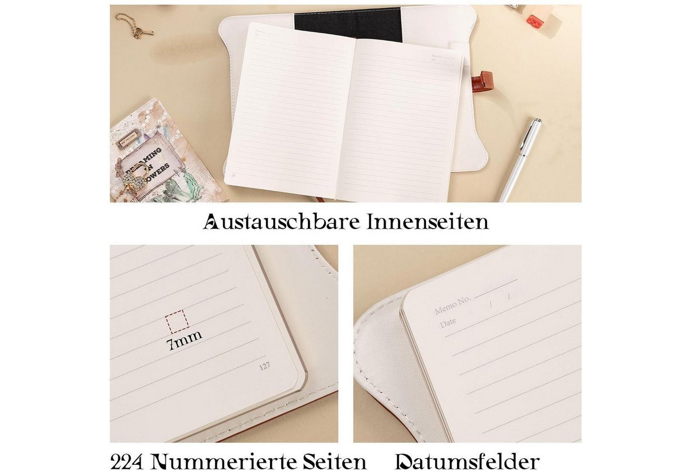 LuxusKollektion Tagebuch A5 Notizbuch Schloss Fuchs Braun in Lederoptik Bild 2