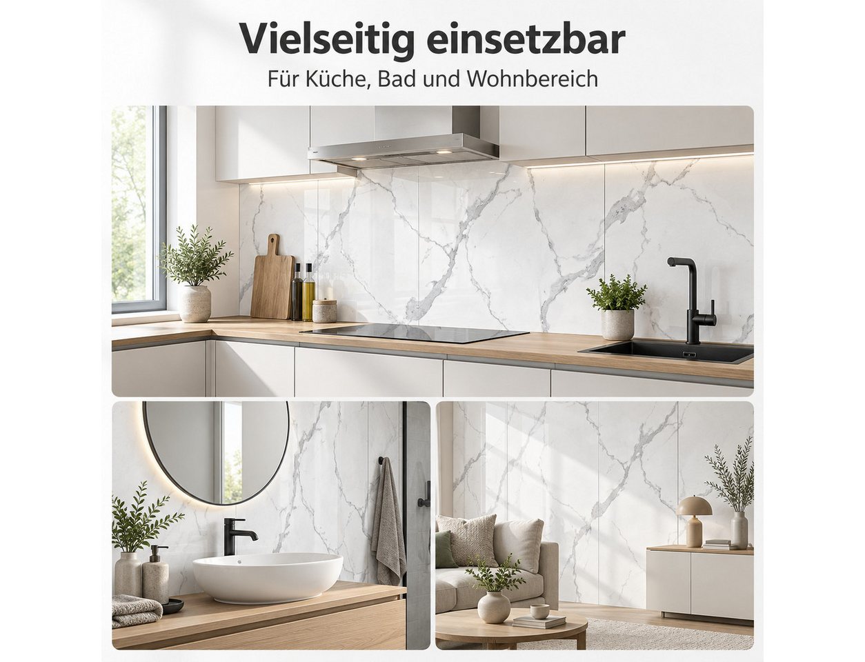JASLIFE Fliesenaufkleber Marmoroptik (Set, 5 St), selbstklebend