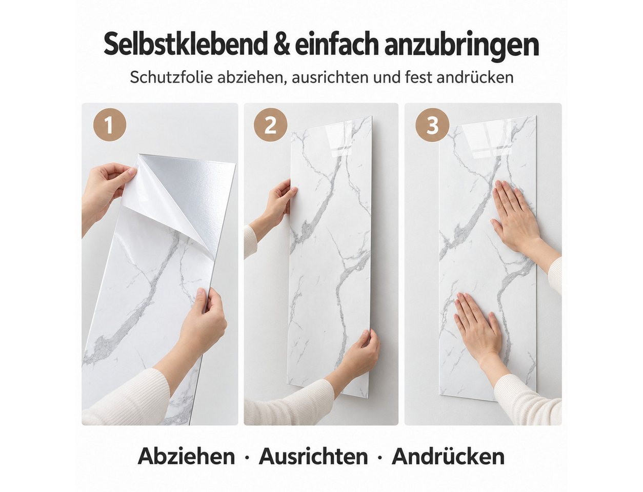 JASLIFE Fliesenaufkleber Marmoroptik (Set, 5 St), selbstklebend Bild 4