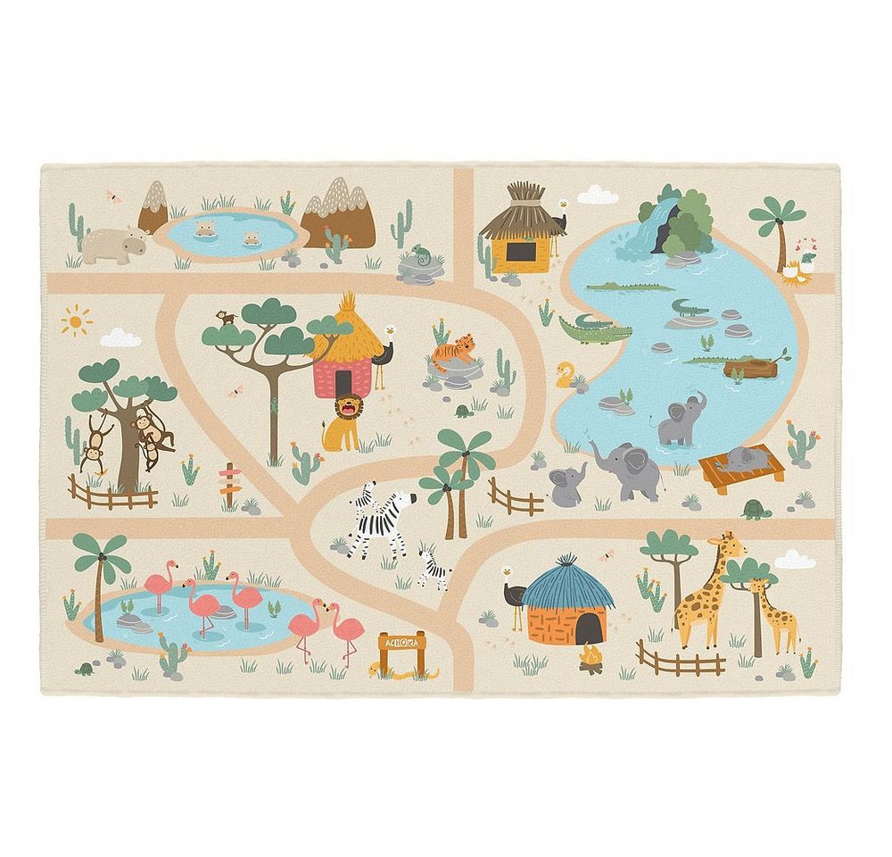 ACHOKA® Kinderteppich Spielteppich Little Savannah, Die abwechslungsreiche Spielfläche für viele Kinder
