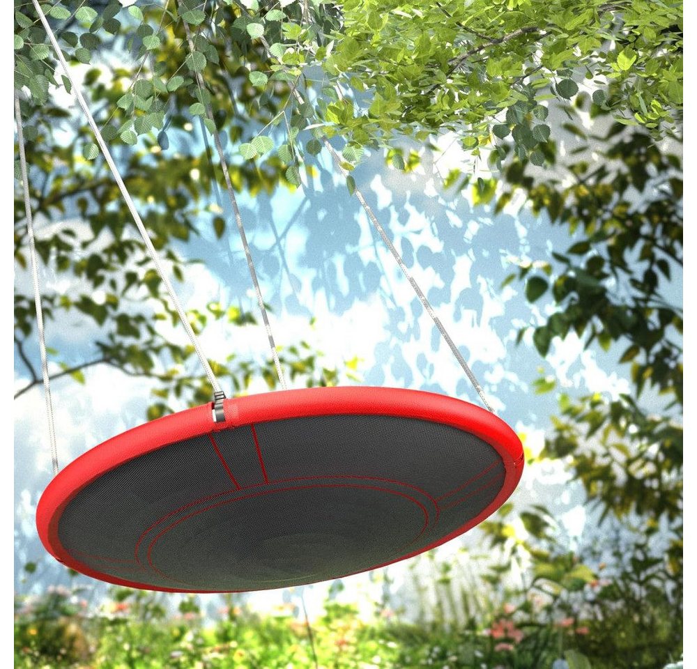 BBWL Schaukelsitz belastbar bis 150kg Stahlrahmen Outdoor Indoor Kinder Schaukel, Nestschaukel 110cm rund Gartenschaukel belastbar wetterfest