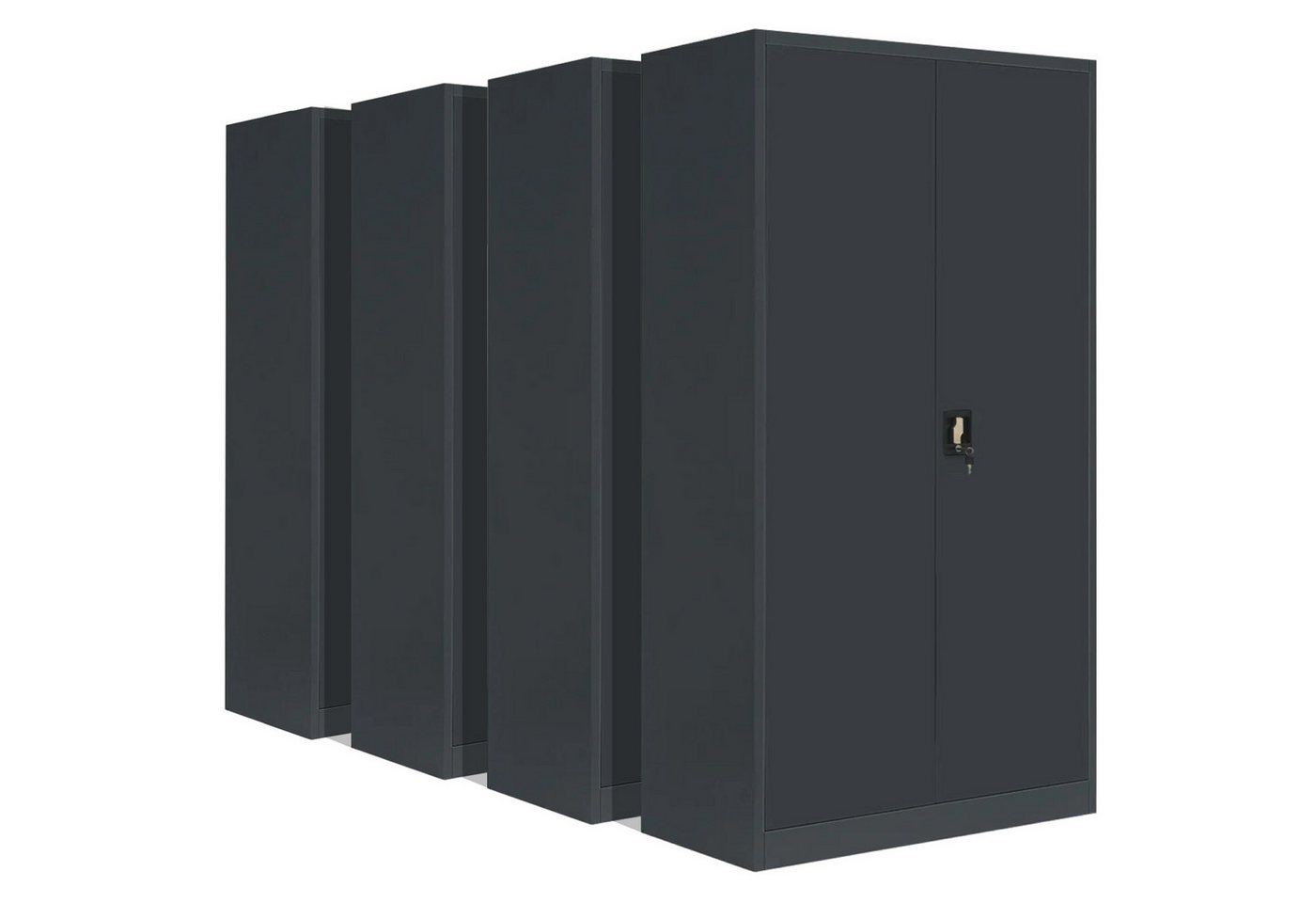 LagerZwei Aktenschrank Stahlschrank 195x100x50 cm (Packung, 4-St., 4er-Set) 3-fach verriegelt, 4 Böden, bis 60 Ordner, Flügeltüren 130° Bild 2