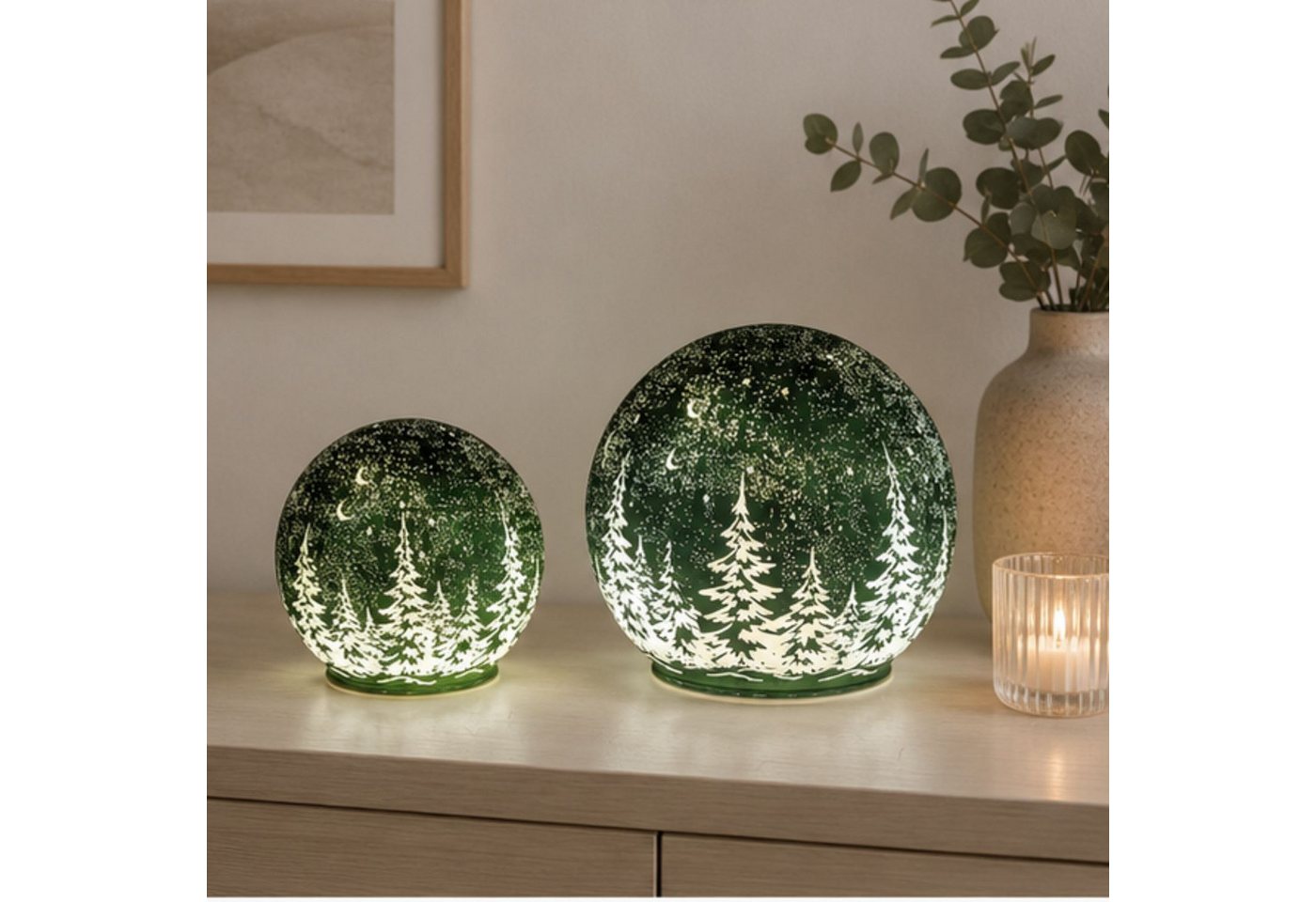 formano LED Kugelleuchte Frosty Winterwald Weihnachtsdeko, LED, Mit Timerfunktion, Grün, Winterwald, H: cm Bild 2