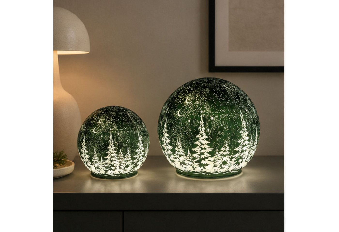 formano LED Kugelleuchte Frosty Winterwald Weihnachtsdeko, LED, Mit Timerfunktion, Grün, Winterwald, H: cm Bild 3