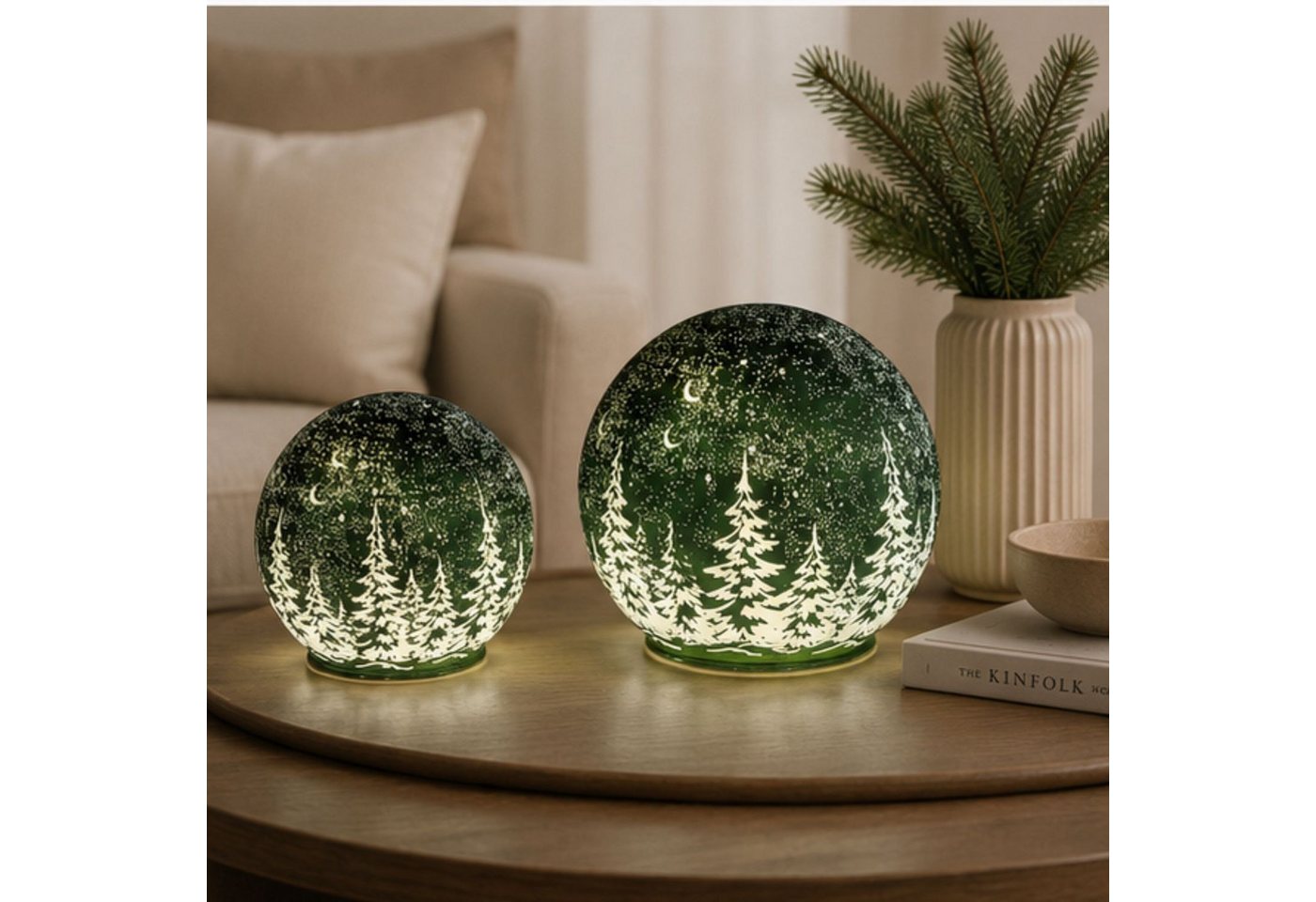 formano LED Kugelleuchte Frosty Winterwald Weihnachtsdeko, LED, Mit Timerfunktion, Grün, Winterwald, H: cm Bild 4