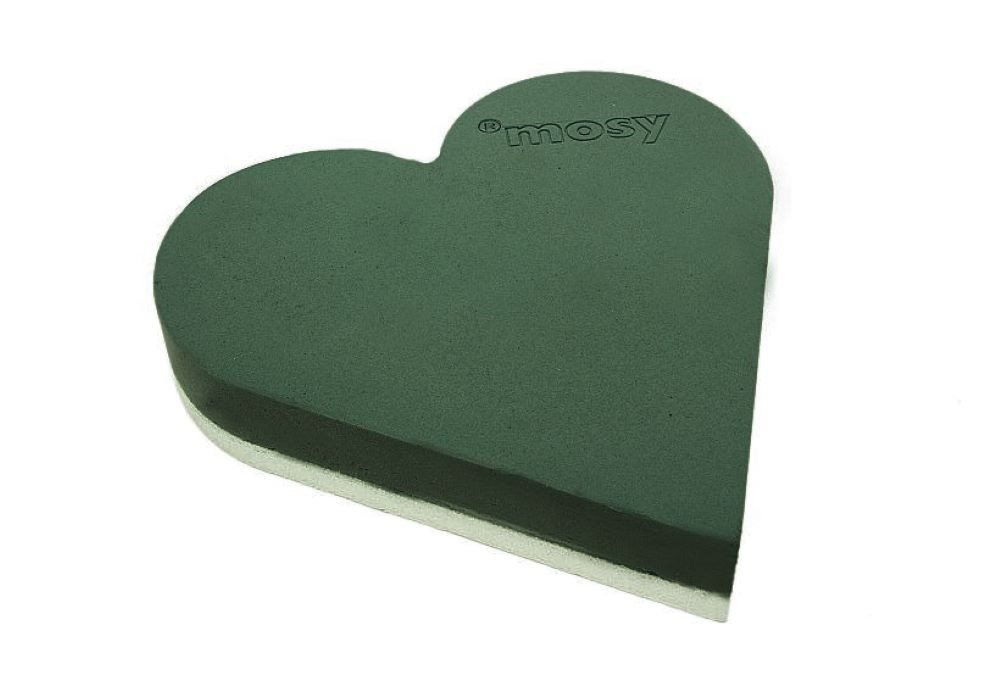 mosy Bastelmoos Steckschaum-Herz, 29 cm, Steckmasse, Steckschwamm, Herzform, klein, Steckmoos