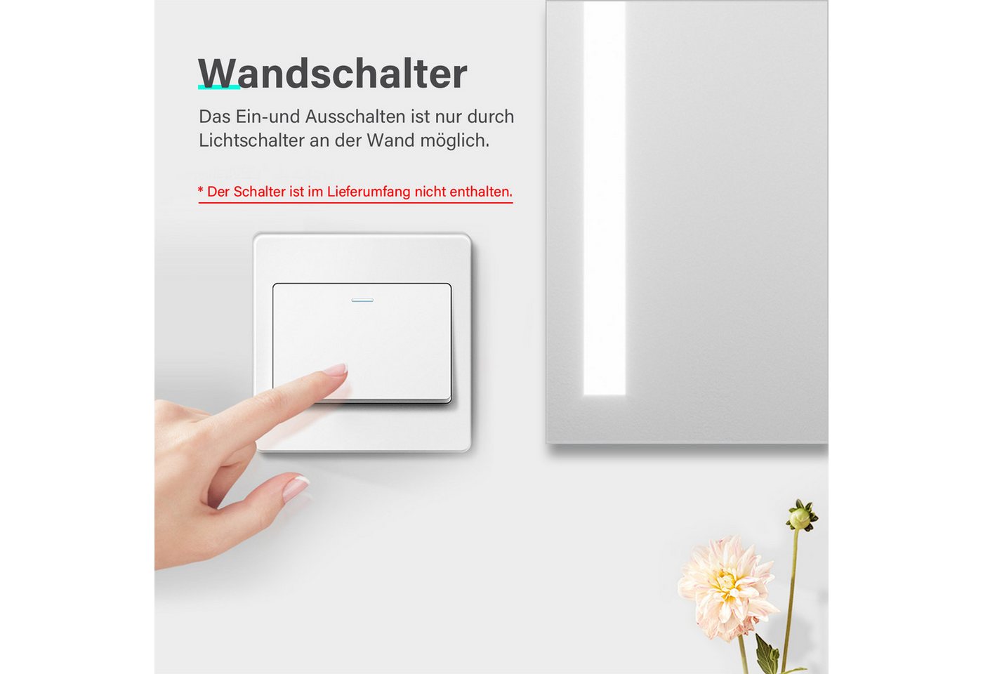 SONNI Badspiegel Badspiegel mit Beleuchtung 60 x 50cm LED Badpiegel Lichtspiegel, Kupfer bleifreie Wandspiegel Badezimmerspiegel kaltweiß IP44 Bild 4