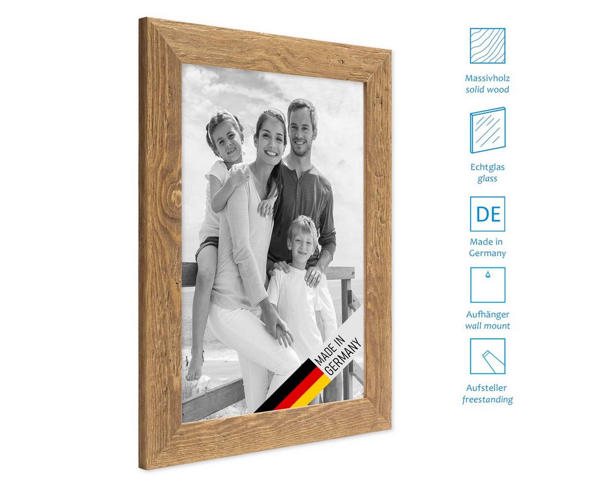 PHOTOLINI Bilderrahmen 9er Set Strandhaus Rustikal 10x15 bis 20x30 cm Natur Massivholz Bild 4