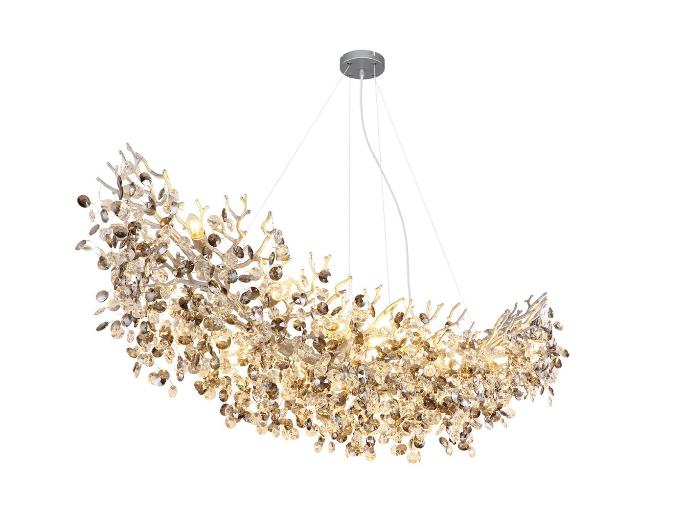 GLOBO LIGHTING LED Kronleuchter mit Kristall 2-farbig Breite 150cm, dimmbar, LED wechselbar, Warmweiß, ausgefallene Pendelleuchte groß für Esstisch, Esszimmer-Lampe hängend Bild 5