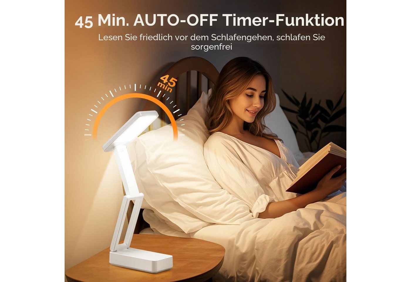 Vivitar LED Nachttischlampe Kabellose faltbare Schreibtischlampe dimmbar mit 3 Lichtfarben, das beste Geschenk für Kinder, Familie und Freunde, dimmbar mit 3 Lichtfarben: Warm, neutral, kühl, 45-Minuten-Timer, Licht-Speicherfunktion, tragbare LED-Leselampe/Nachttischlampe, wiederaufladbare mobile Lampe, für drinnen und draußen Bild 5
