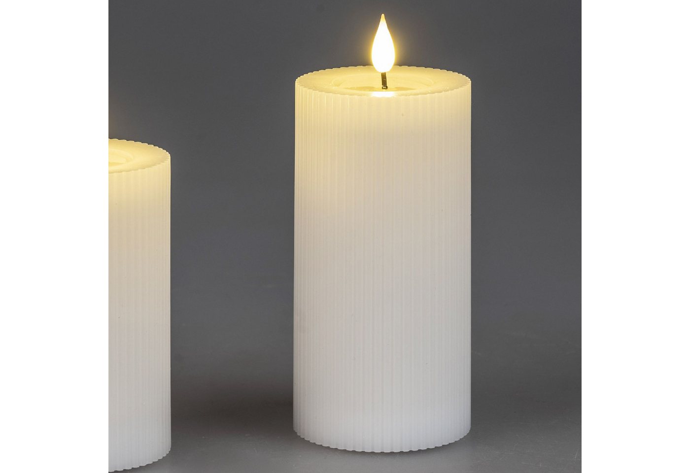formano LED-Kerze Streifen Weihnachtsdeko, LED, Mit Timerfunktion, Weiß, Rillen, H: 15cm Bild 3