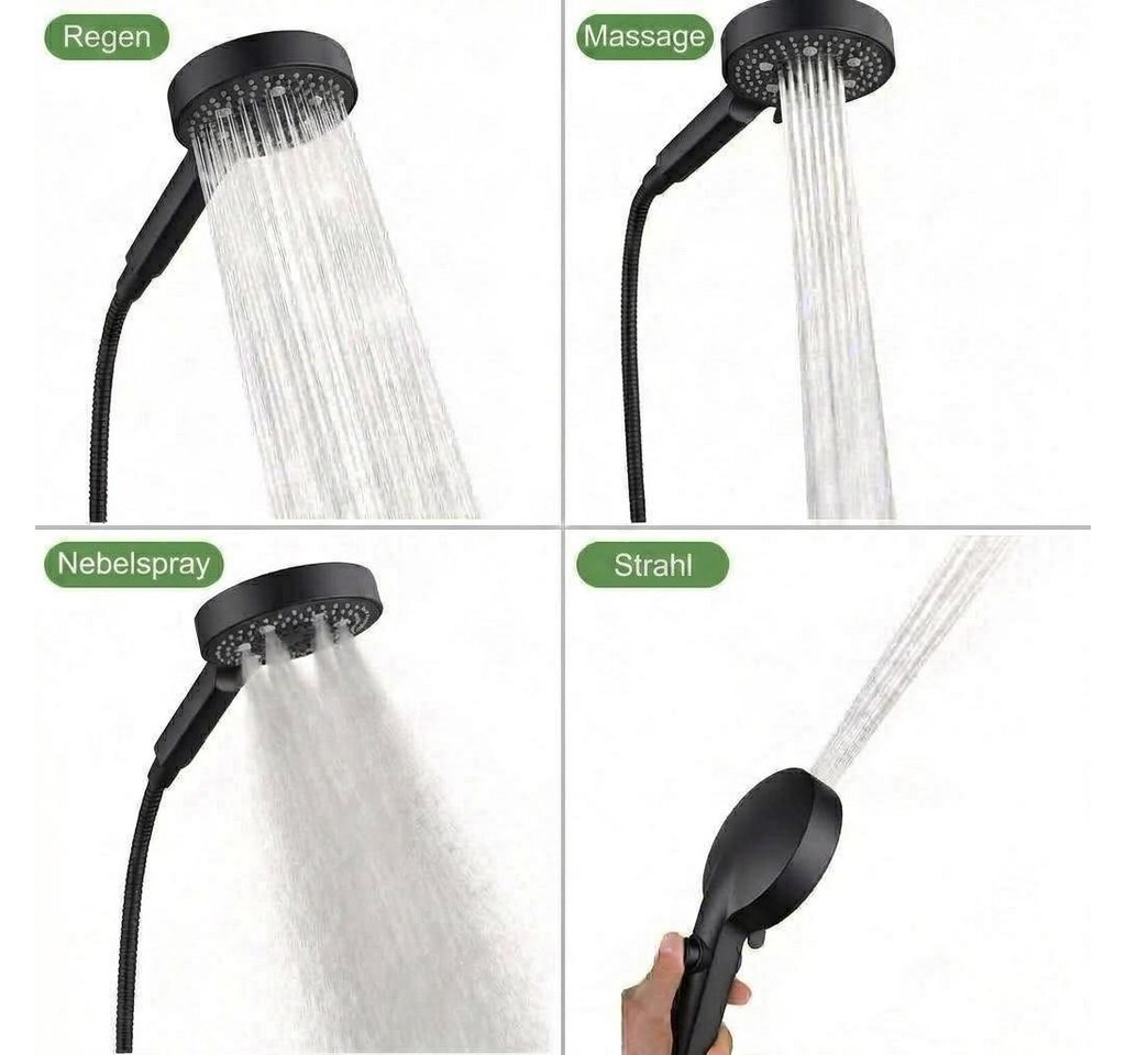 GarveeMore Regenduschkopf Duschset mit XXL‑Regenduschkopf 25cm, Handbrause & Ablage, (Set, XXL‑Regenduschkopf 25 cm mit 360°‑Schwenkfunktion), 3+1‑Funktion Handbrause inkl. Jet‑Reinigungsmodus Bild 2