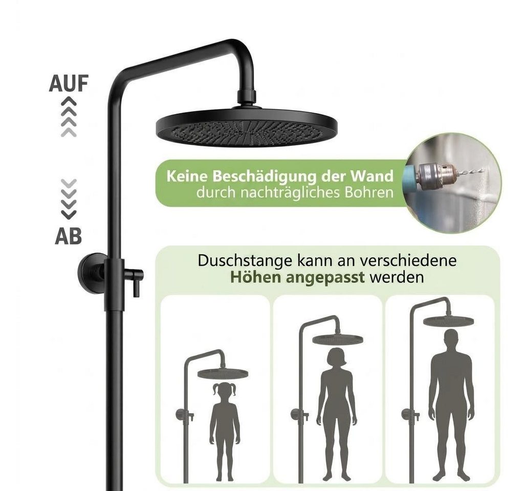 GarveeMore Regenduschkopf Duschset mit XXL‑Regenduschkopf 25cm, Handbrause & Ablage, (Set, XXL‑Regenduschkopf 25 cm mit 360°‑Schwenkfunktion), 3+1‑Funktion Handbrause inkl. Jet‑Reinigungsmodus Bild 4