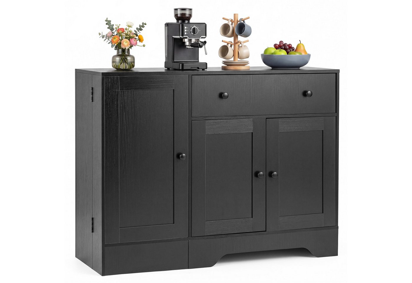 COSTWAY Küchenbuffet Sideboard mit Schublade & Regal auf Rollen 105x40x83 cm Bild 2