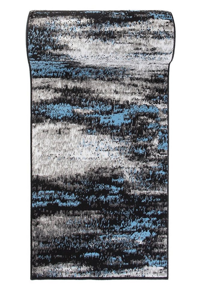 Mazovia Läufer Retro Abstrakt Anthrazit Blau Flur, Schlafzimmer, Diele, Fußbodenheizung Bild 5