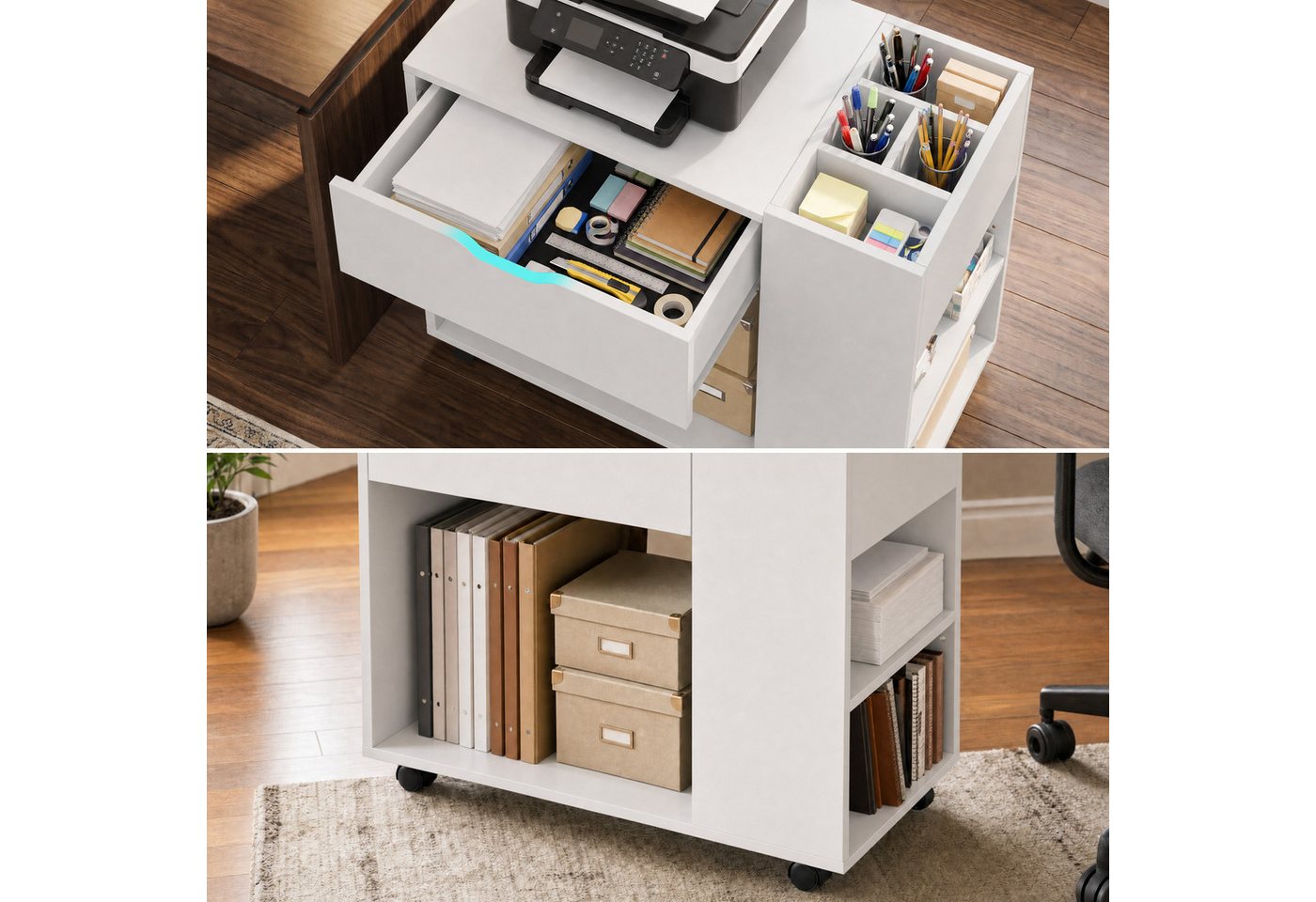 Mondeer Aktenschrank Mobiler Rollcontainer mit Fächern und Schubladen 70 x 36 x 60 cm Bild 5