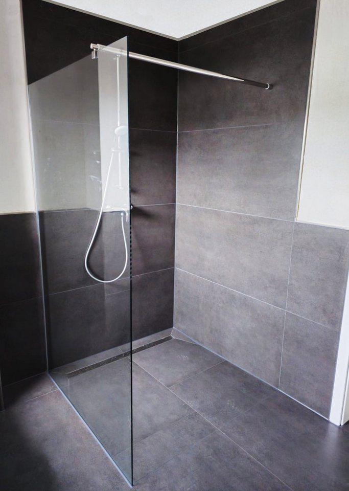 Teico Duschwand Duschabtrennung mit Stabistange 8 mm ESG Glas 1200x2000 mm, Sicherheitsglas Bild 3