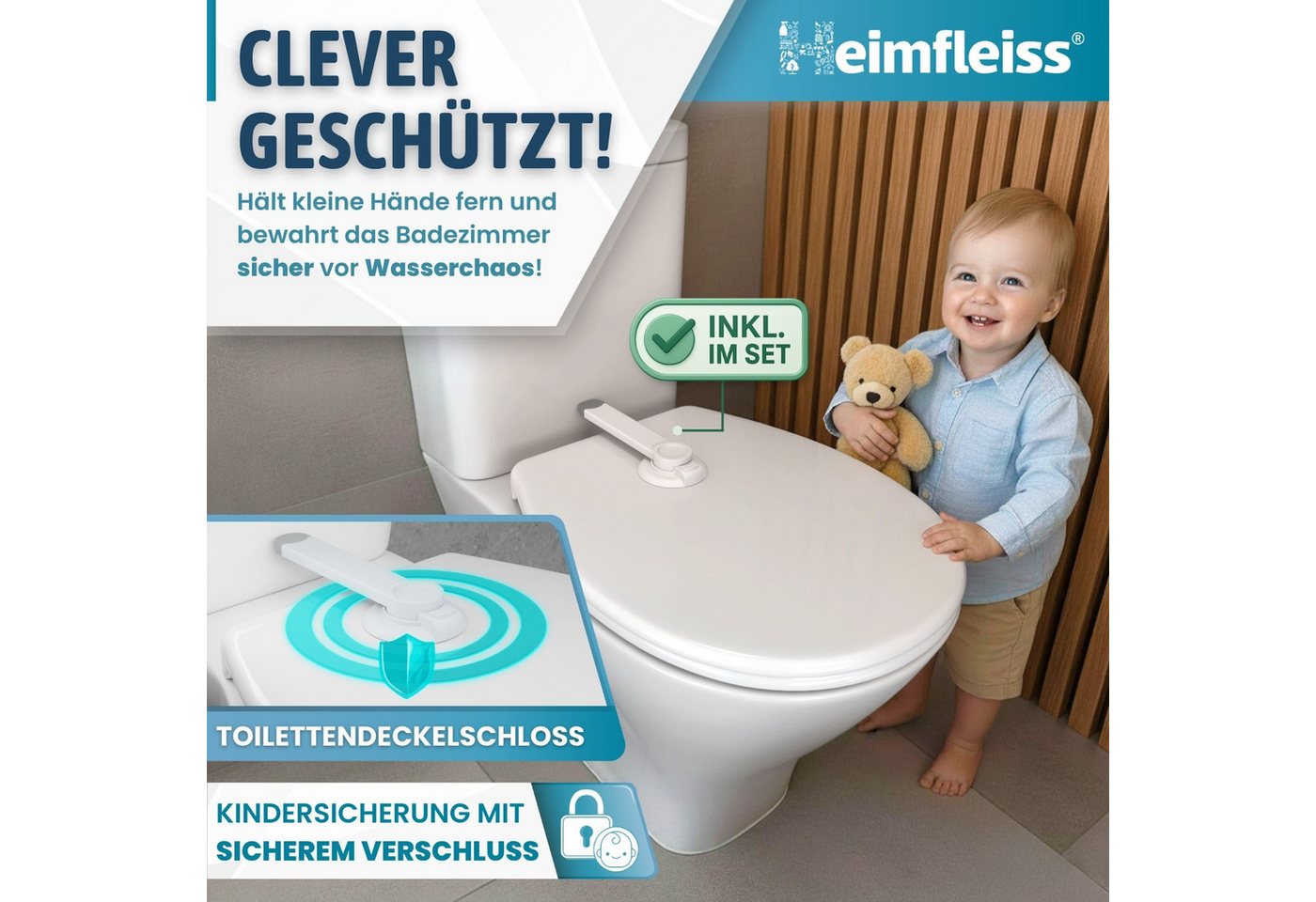 Heimfleiss® WC-Sitz Toilettendeckel Absenkautomatik abnehmbar oval (Klodeckel Softclose, antibakterielles Duroplast, kratzfest)