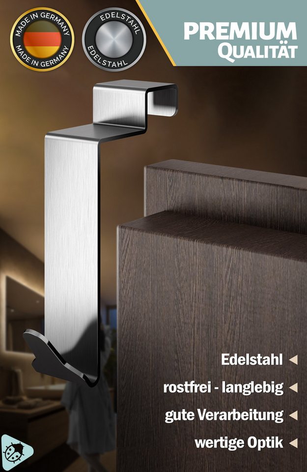 Lindenstein Türhaken Türhaken Innenseite Premium, Türen, (Packung, 6-St., 6), Ohne Bohren, rostbeständig, formstabil, belastbar Bild 3