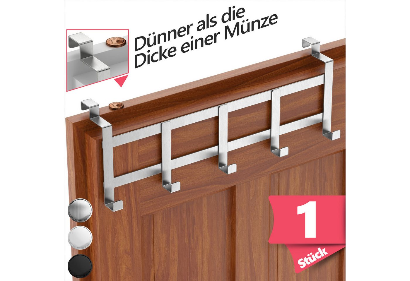 Lindenstein Türhaken Türhaken Innenseite Premium, Türen, (Packung, 1-St., 1), Ohne Bohren, langlebig, belastbar, rostfrei Bild 4