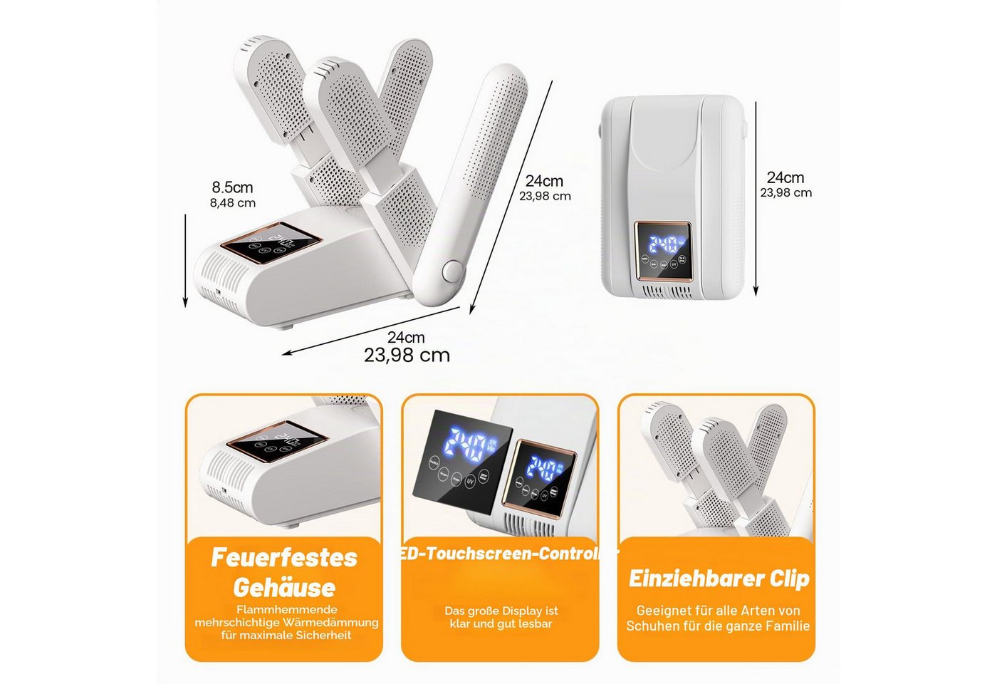 MOPUEA Schuhtrockner Elektrischer Schuhtrockner Haushaltstrockner faltbarer Schuhwärmer, Stiefeltrockner und Handschuhtrockner mit LED-Anzeige Timer-Funktion Bild 5