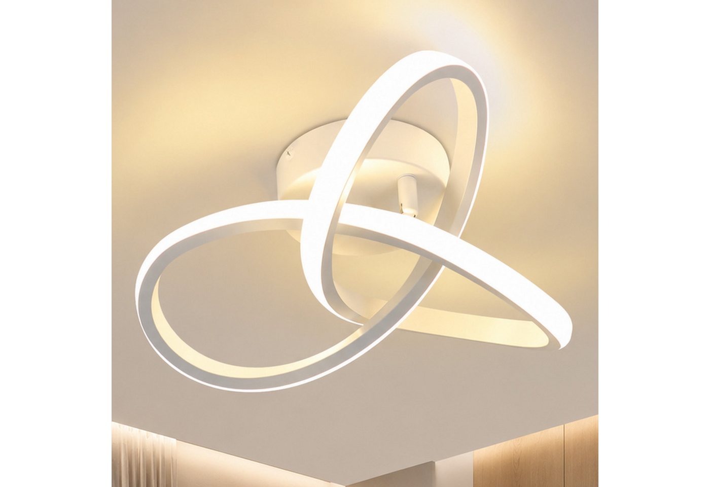 Nettlife LED Deckenleuchte Modern Schwarz/Weiß 24cm Schlafzimmer Augenschutz Deckenlampe, LED fest integriert, Warmweiß 3000K, Augenschutz,Einfache Installtion für Küche Flur Bild 2