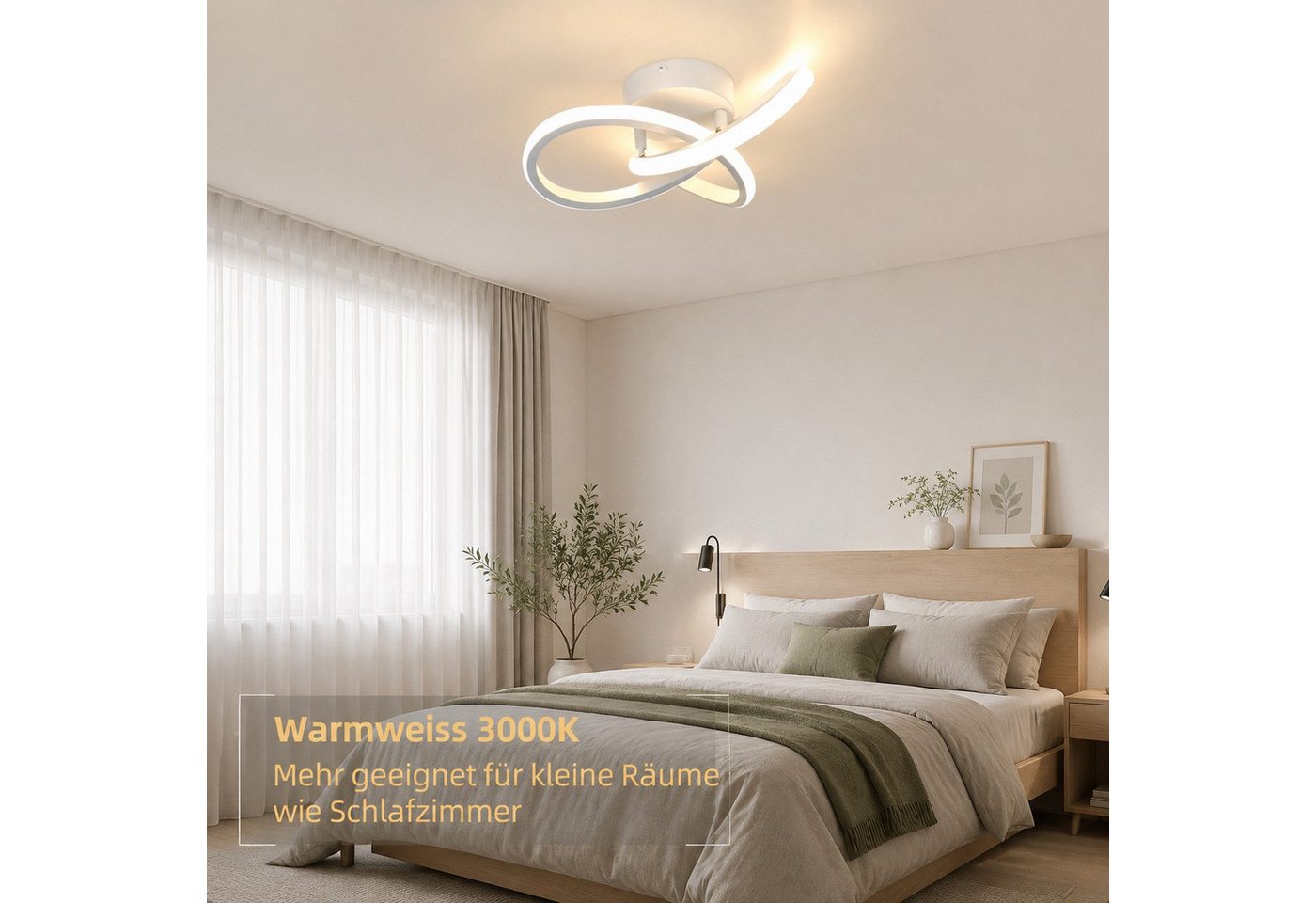 Nettlife LED Deckenleuchte Modern Schwarz/Weiß 24cm Schlafzimmer Augenschutz Deckenlampe, LED fest integriert, Warmweiß 3000K, Augenschutz,Einfache Installtion für Küche Flur Bild 4
