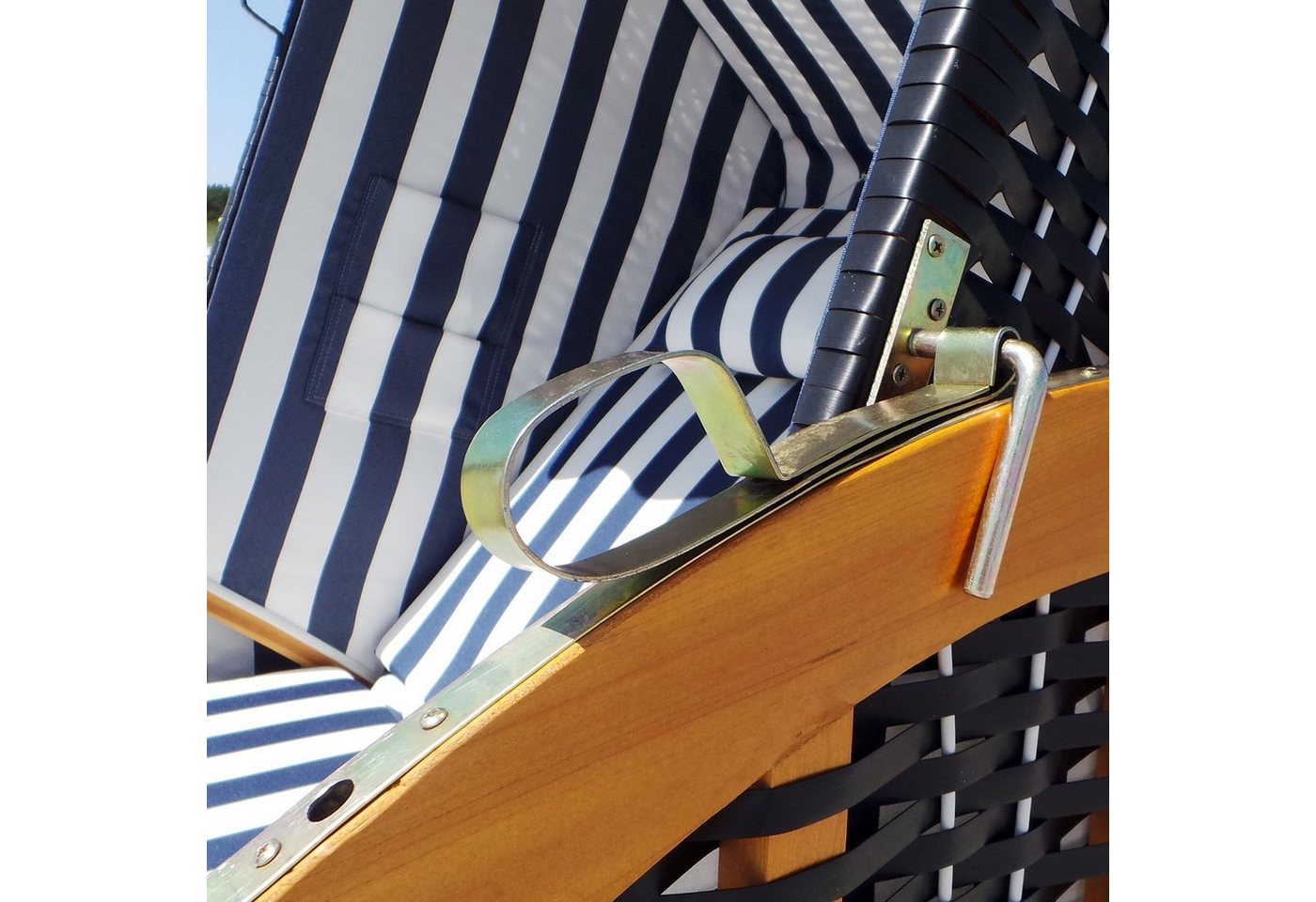 Swing&Harmonie Strandkorb XXL inkl. Abdeckcover Luxus Volllieger Gartenliege Ostsee, Volllieger, Ostsee, (4 Kissen, Klapptische, Zeitungsfächer) Bild 4
