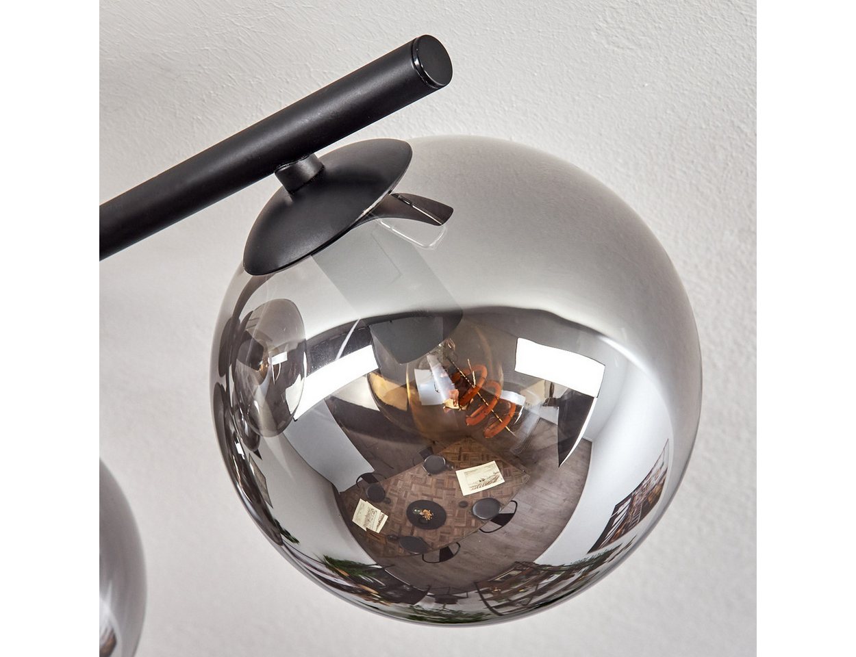 hofstein Deckenleuchte 5-flammige Deckenlampe aus Metall/Glas in Schwarz/Rauchfarben, ohne Leuchtmittel, moderne Leuchte im Retro/Vintage-Design (Schirme Ø 15 cm), E14 Bild 5