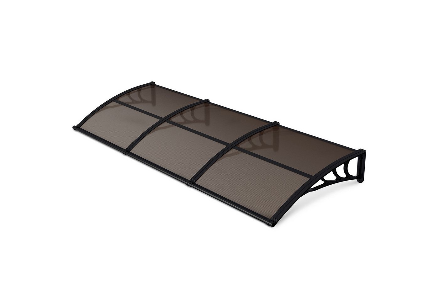 Clanmacy Vordach Haustürvordach mit Regenrinne 300 x 100 cm, Polycarbonat, Braun Bild 5