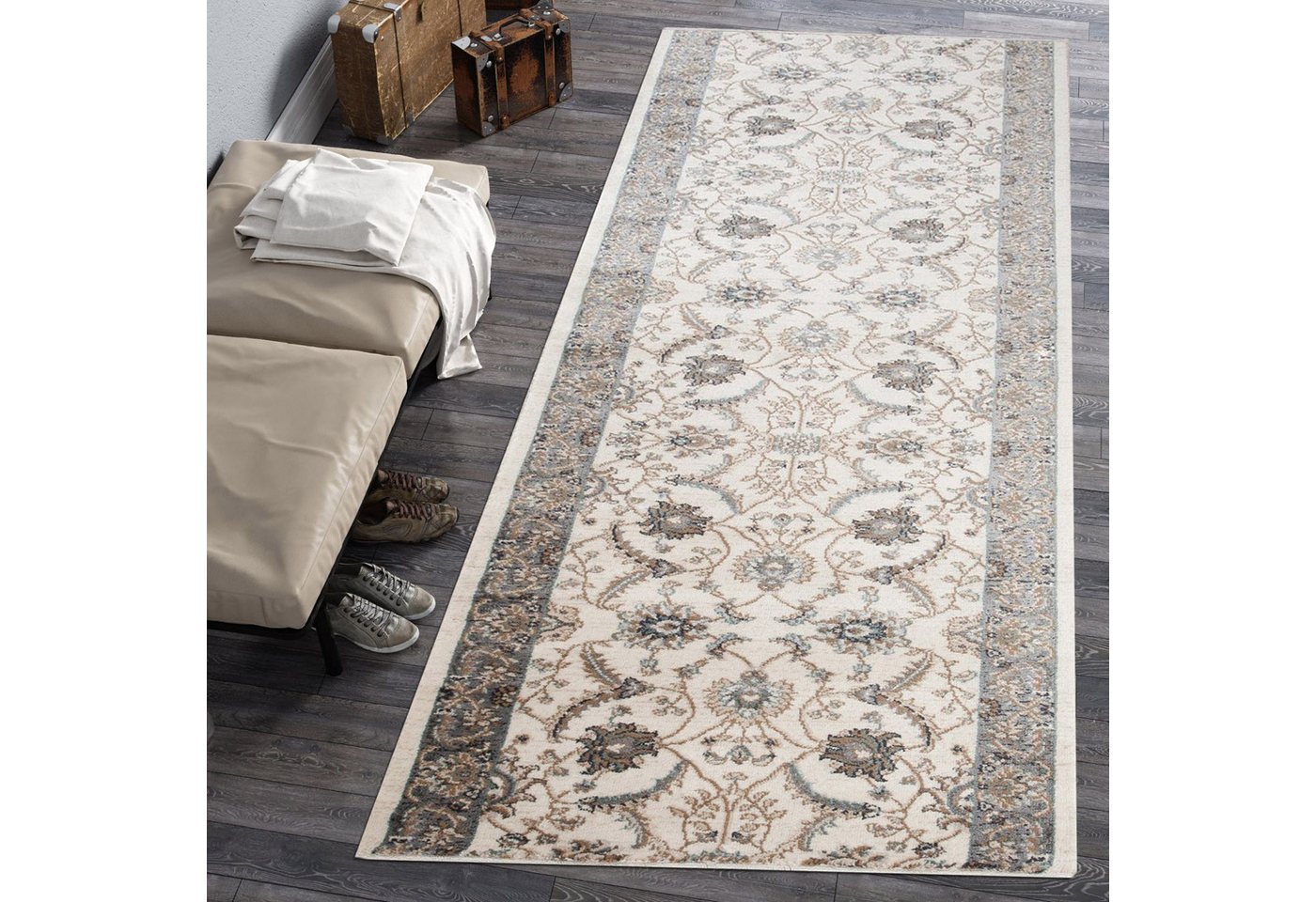 Mazovia Läufer Klassisch Bordüre Beige Creme Flur, Schlafzimmer, Diele, Fußbodenheizung Bild 5