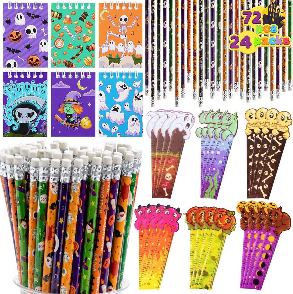JOYIN Kreativset JOYIN 72-teiliges Halloween-Schreibwaren-Set, 24 Packs mit Bleistiften Bild 2
