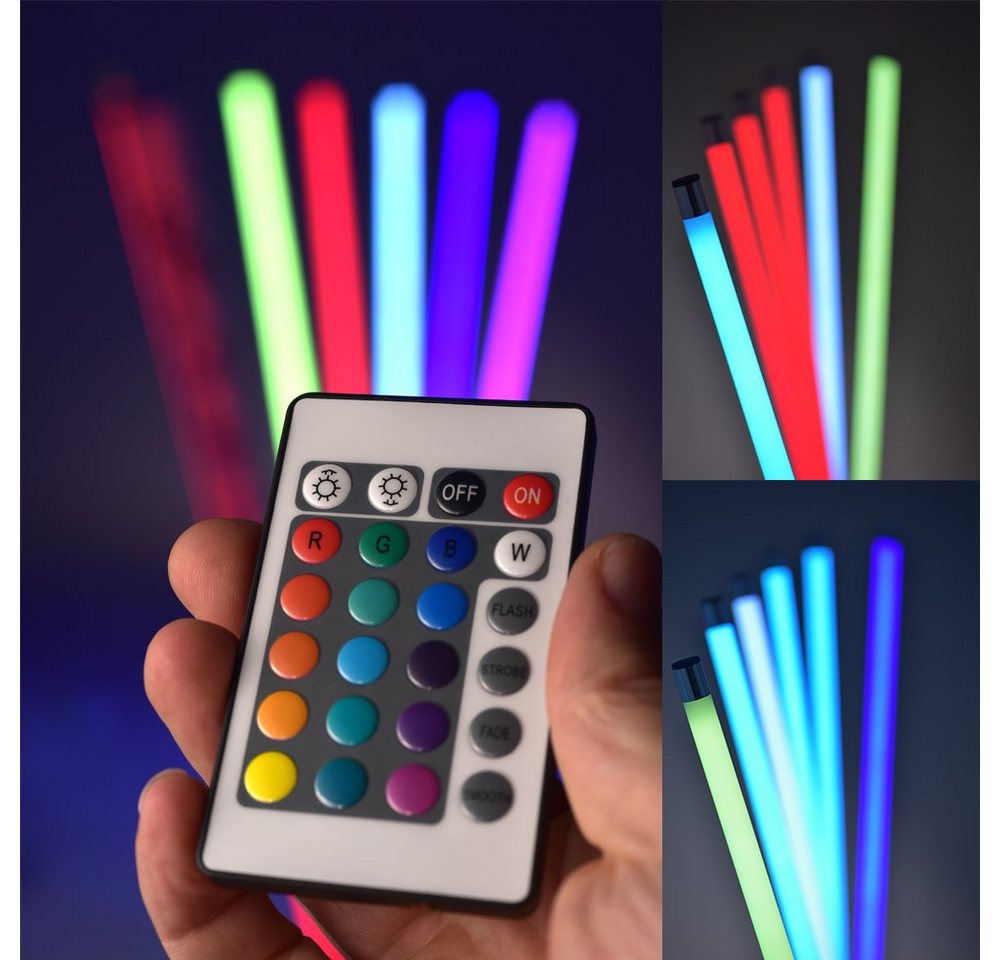 NYVI LED Dekolicht LED RGB Leuchtstab mit Fernbedienung - Lichtstab mit 8 Farben, LED fest integriert, Farbwechsel, Dimmbar, Niedriger Energieverbrauch, Hohe Lebensdauer Bild 2
