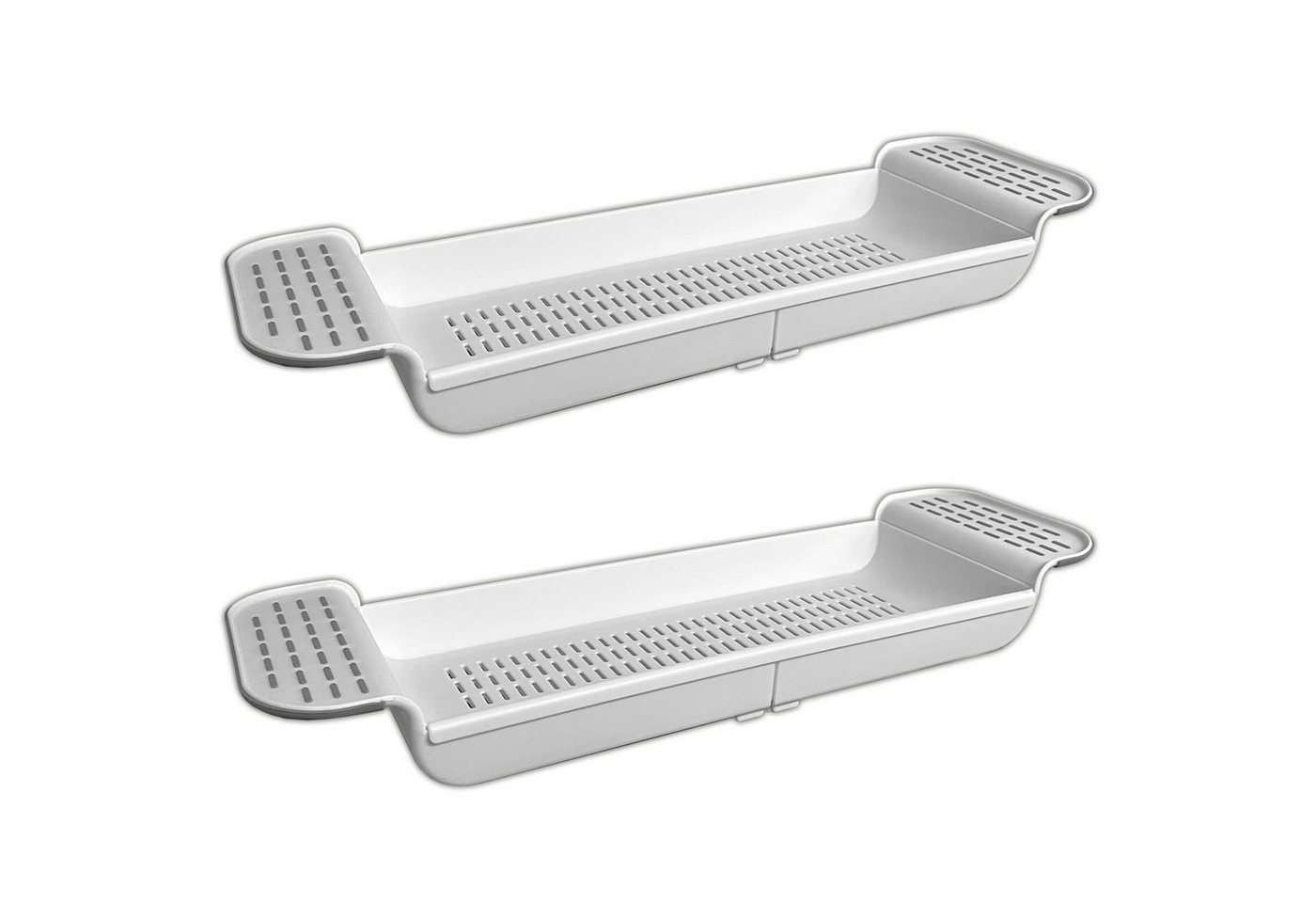 HAC24 Badewannenablage 2x Wannenablage Wannenbrücke Badewannenauflage Badewannentablett, Weiß Kunststoff Ausziehbar von 55 bis 78,4 cm Bild 3