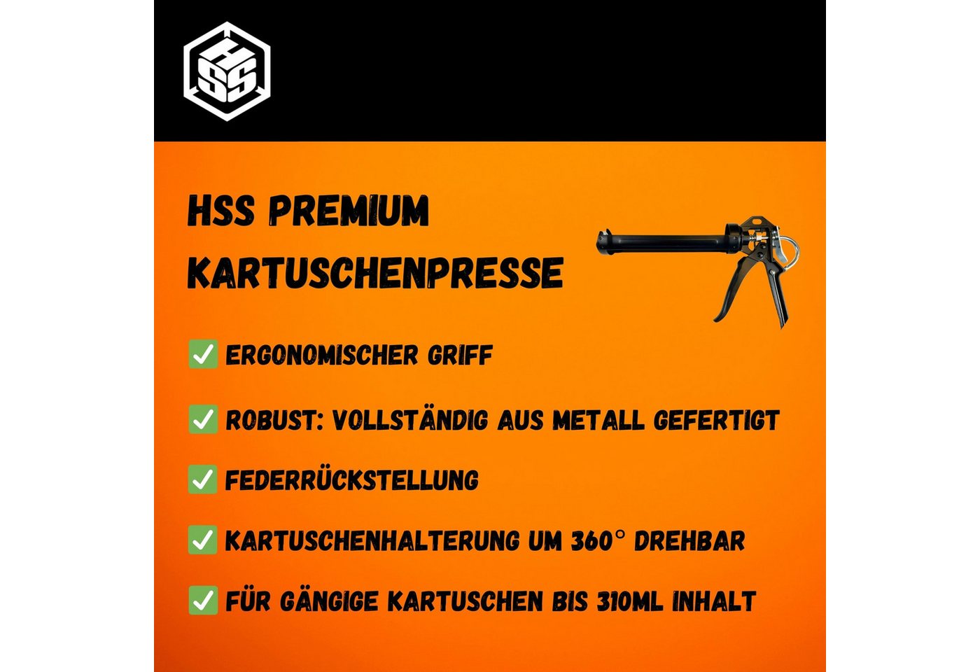 Hanse Syntec Systems Kartuschenpistole Kartuschenpresse, hohe Übersetzung, robust, aus Metall, schwarz, 310 ml, (1-tlg) Bild 4