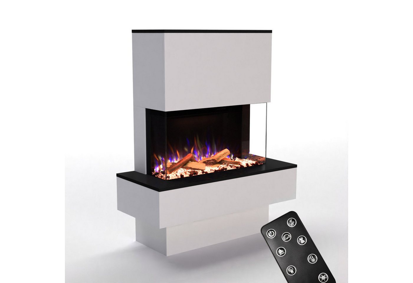 GLOW FIRE Elektrokamin PR18 E-Motion 3D, Elektrischer Kamin mit 3D Feuer mit Heizung, täuschend echte Flamme mit Heizung, 3 Dekorationen Bild 5
